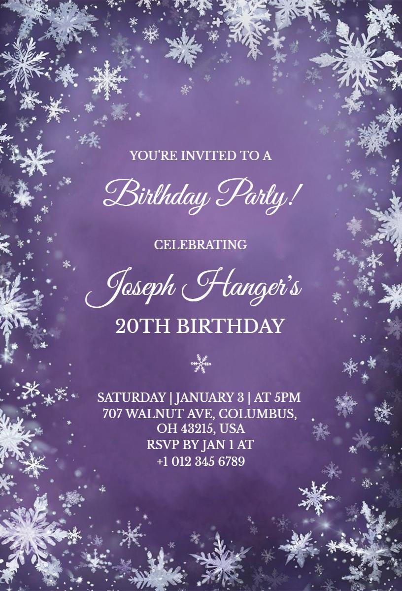 Magical Winter Wonderland 20th Birthday Celebration Invitation Template