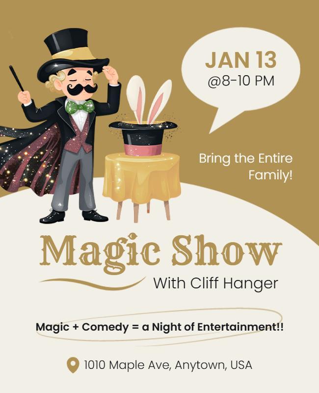 Magician Performance Night Show Entertainment Flyer Template