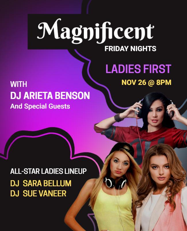 Magnificent Friday Night Ladies Dj Event Flyer Template