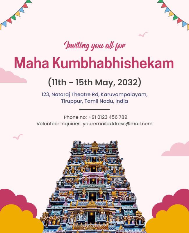 Maha Kumbhabhishekam Invitation Event Flyer Template