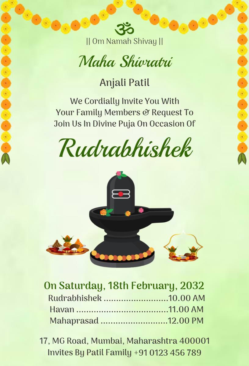 Maha Shivaratri Rudrabhishek Pooja Celebration Invitation Template