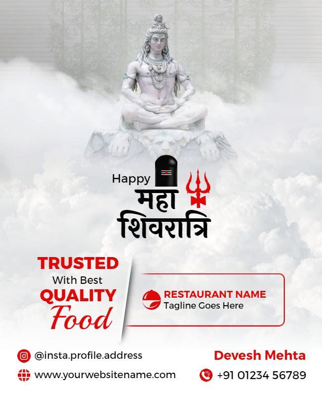 Maha Shivaratri Special Restaurant Flyer Template