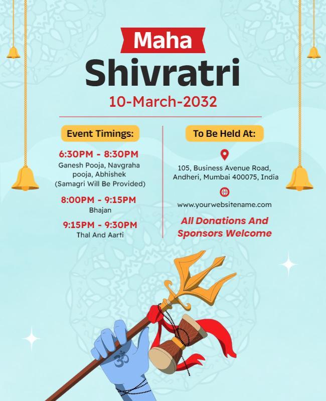 Vibrant Blue Maha Shivratri Celebration Event Flyer Template