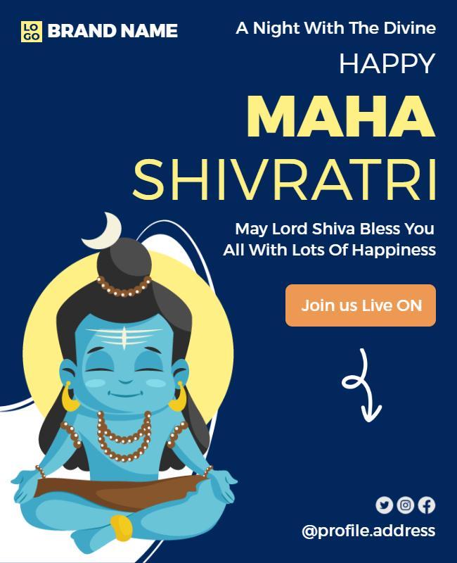 Vibrant Blue Divine Celebration for Maha Shivratri Flyer Template