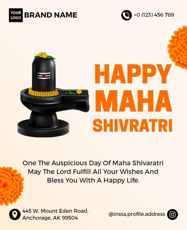 Festive Orange Hindu Maha Shivaratri Celebration Flyer Template