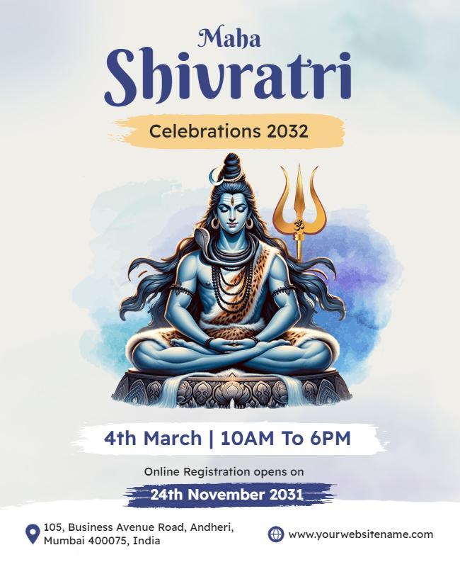 Divine Blue Maha Shivratri Celebration Event Flyer Template