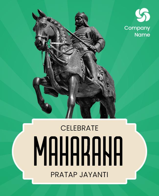 Vintage Green Celebration of Maharana Pratap Jayanti Flyer Template