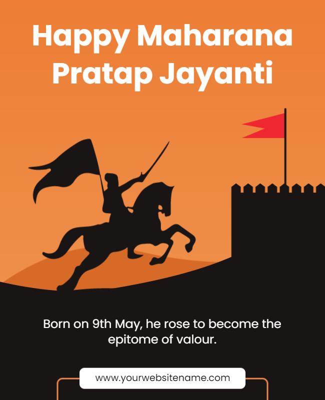 Heroic Silhouette Celebration for Maharana Pratap Jayanti Flyer Template