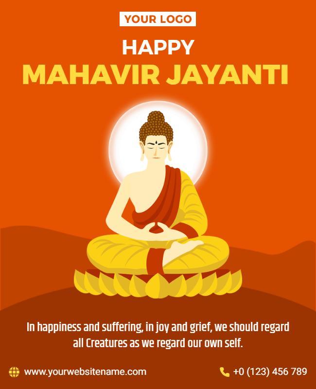 Vibrant Yellow Mahavir Jayanti Celebration Festival Flyer Template