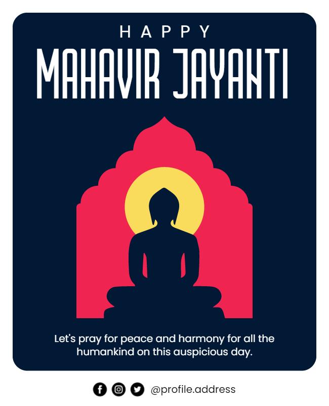 Serene Blue Mahavir Jayanti Spiritual Celebration Flyer Template