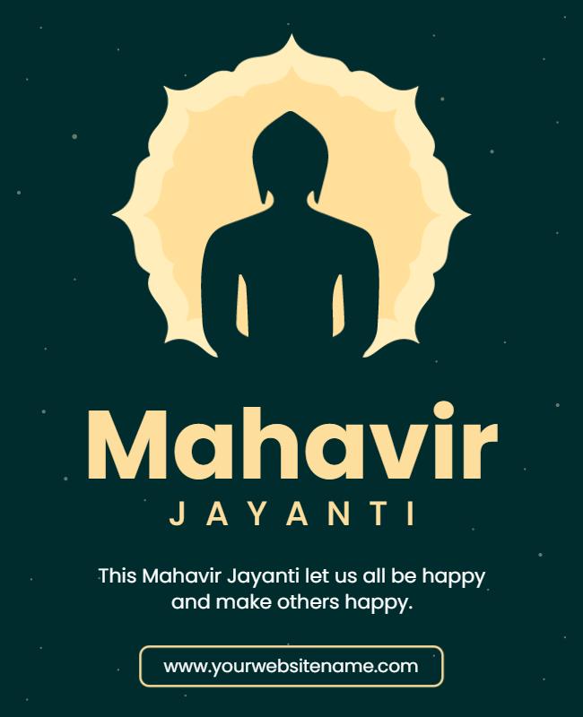 Serene Green Mahavir Jayanti Celebration Flyer Template