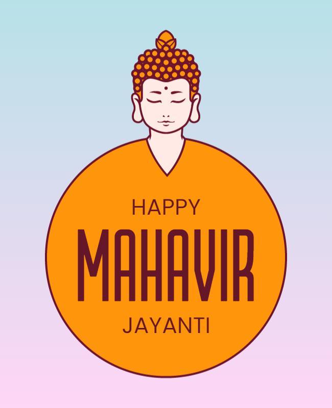 Spiritual Buddha Illustration for Mahavir Jayanti Flyer Template