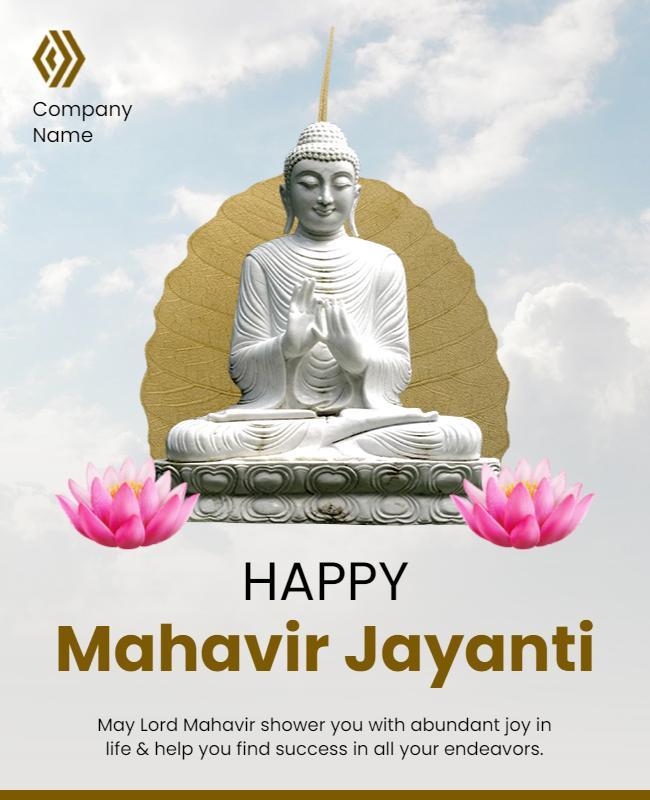 Serene Buddha Design for Mahavir Jayanti Celebration Flyer Template