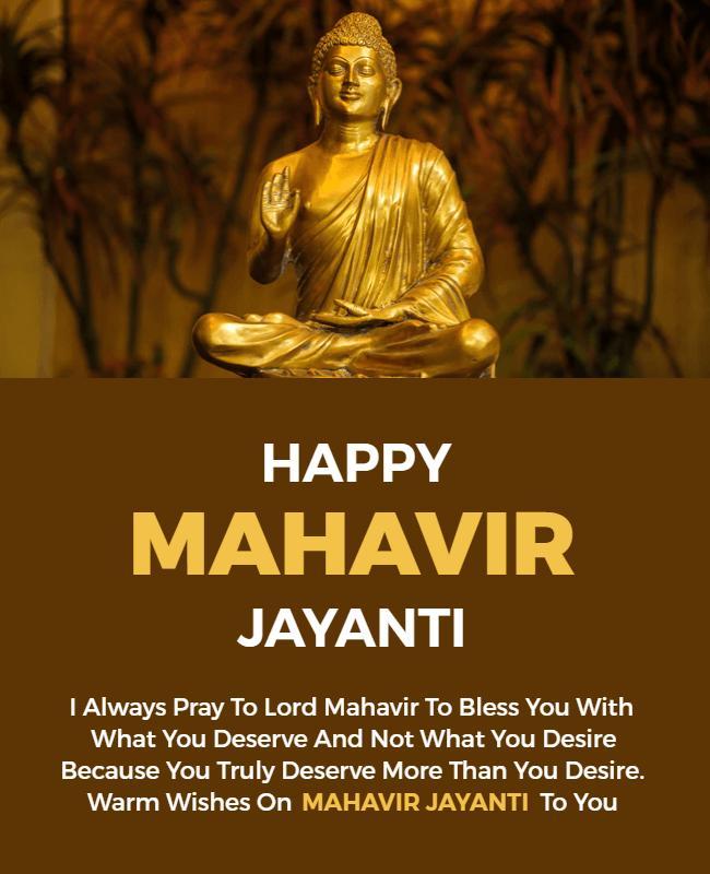 Elegant Gold Mahavir Jayanti Celebration Flyer Template