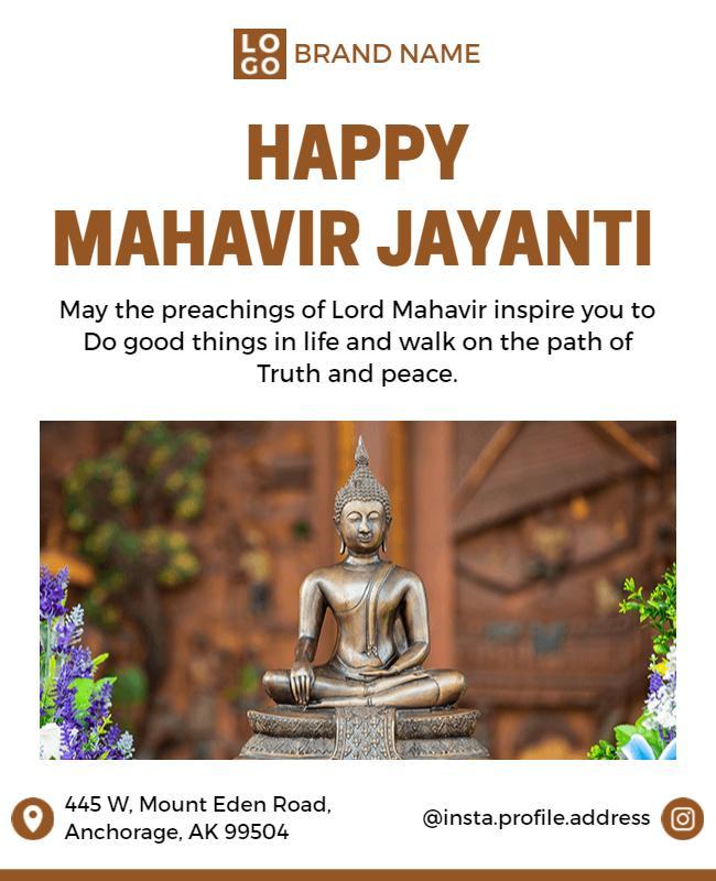 Serene Buddha Theme for Mahavir Jayanti Celebration Flyer Template