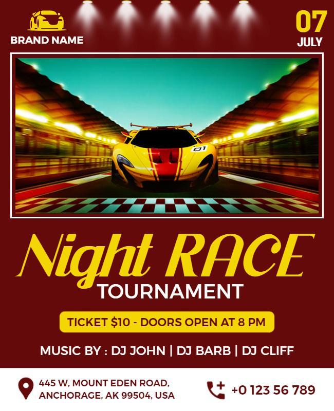 Mahogany and White Night Racing Flyer Template