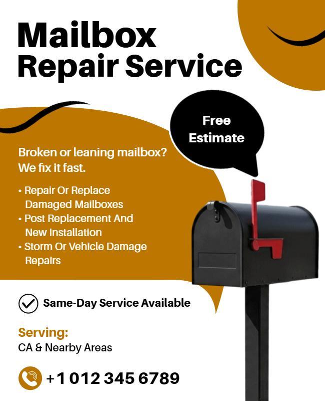 Mailbox Repair Service Advertisement Flyer Template
