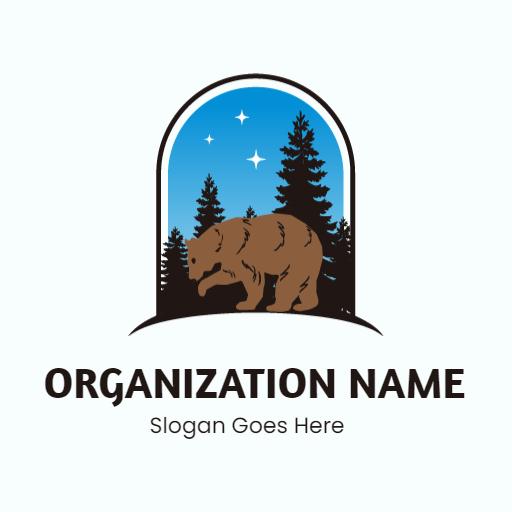 Majestic Bear in Wilderness Signifying Animal Conservation Logo Template