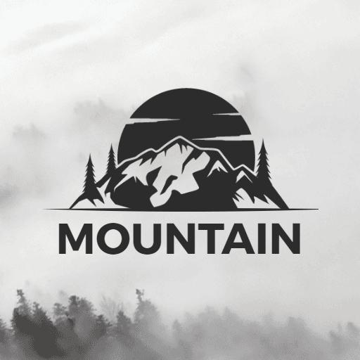 Majestic Black Mountain with Sun Rising Behind Logo Template