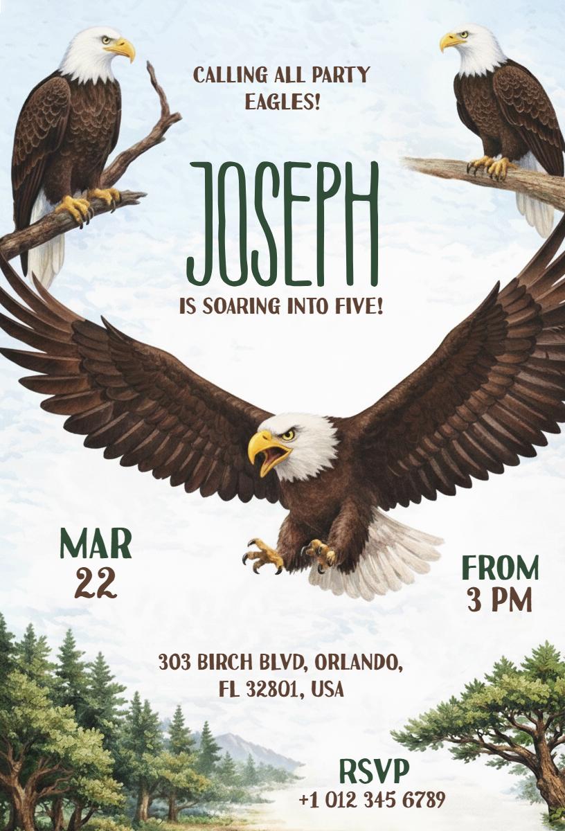 Majestic Eagle Theme Birthday Celebration Invitation Template