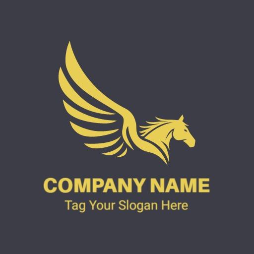 Majestic Gold Horse and Wing Design Symbolizing Royal Elegance Logo Template