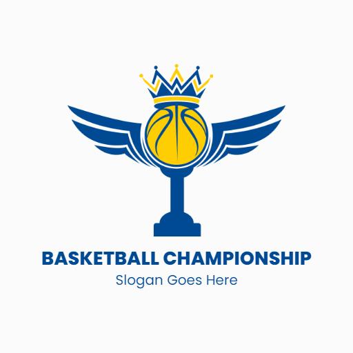 Majestic Golden Basketball with Wings for Championship Logo Template