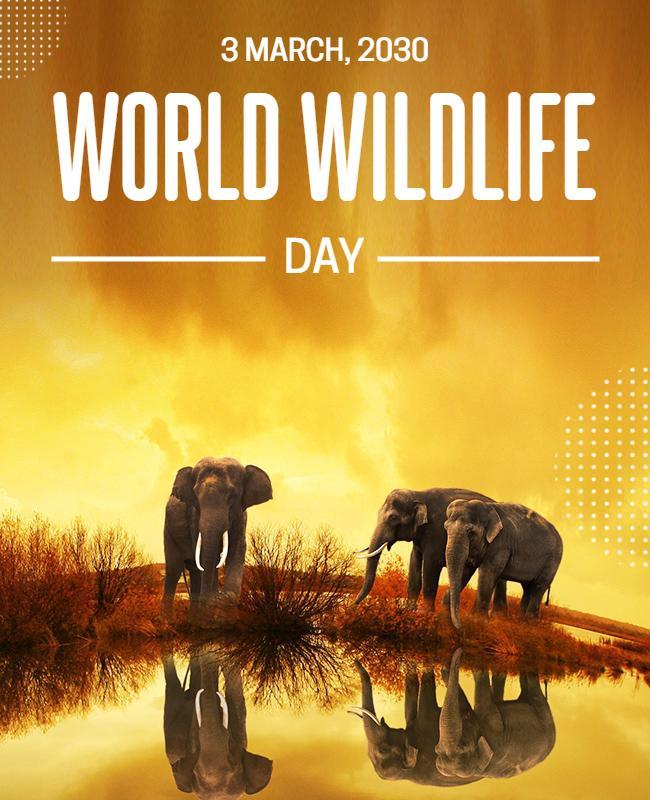 Majestic Golden Wildlife Awareness Celebration Poster Template