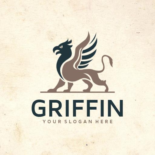 Majestic Griffin with Wings Symbolizing Strength and Power Logo Template