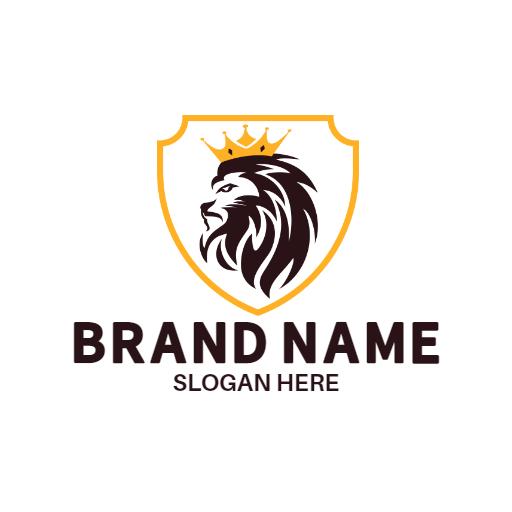 Majestic Lion Emblem with Royal Crown Logo Template