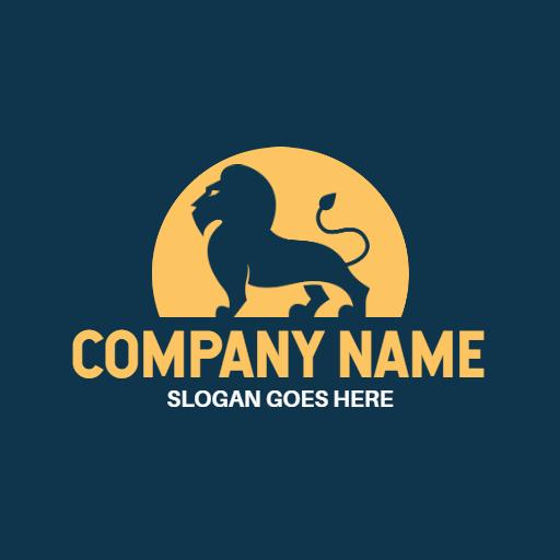 Majestic Lion Silhouette Against Bold Yellow Background Logo Template