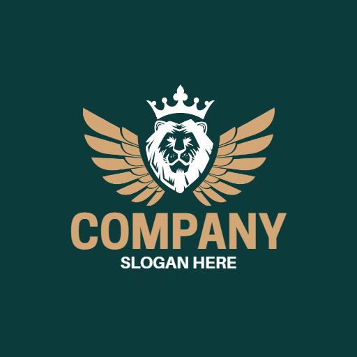 Majestic Lion with Regal Wings and Crown Design Logo Template