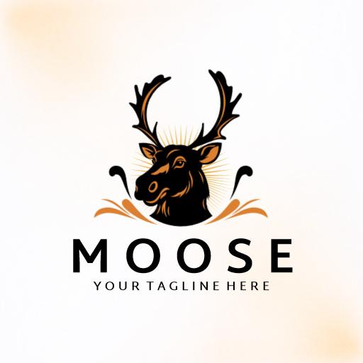Majestic Moose Design with Radiant Antlers and Logo Template