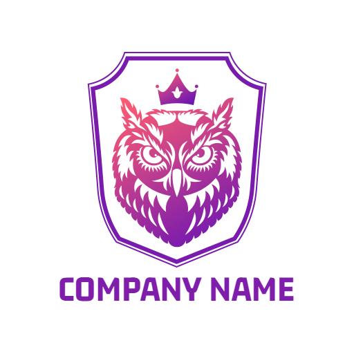 Majestic Owl Design with Purple Crown and Shield Logo Template