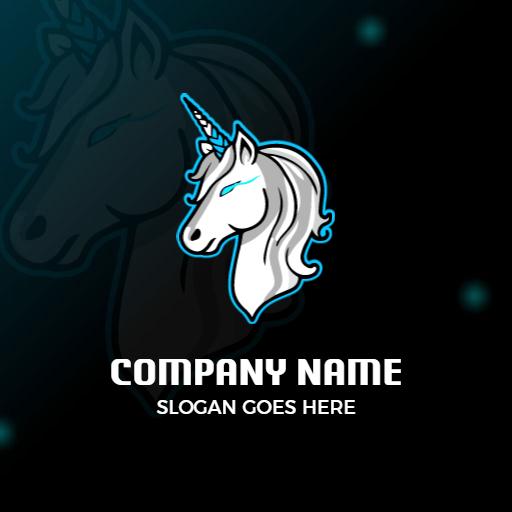 Majestic Unicorn Design with Striking Blue Accents Logo Template
