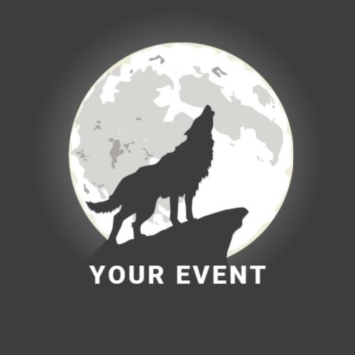 Majestic Wolf Howling Under Full Moon for Your Event Logo Template