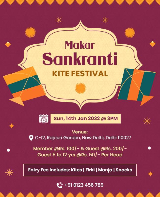 Makar Sankranti Kite Festival Flyer Template