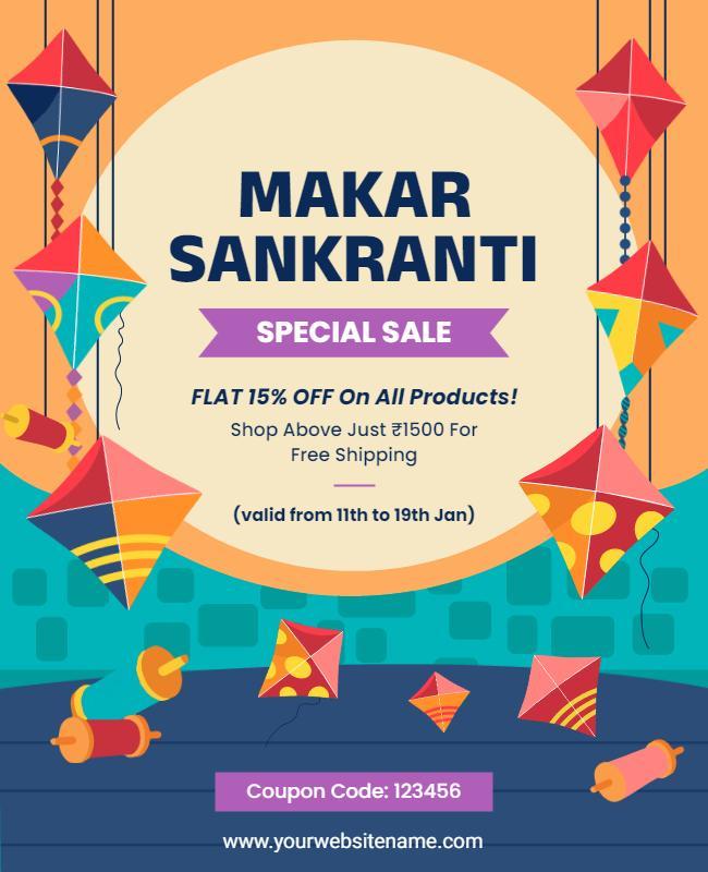 Colorful Festive Makar Sankranti Sale Flyer Template