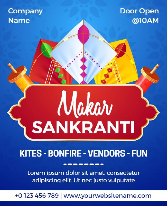 Colorful Festive Makar Sankranti Kite Festival Flyer Template