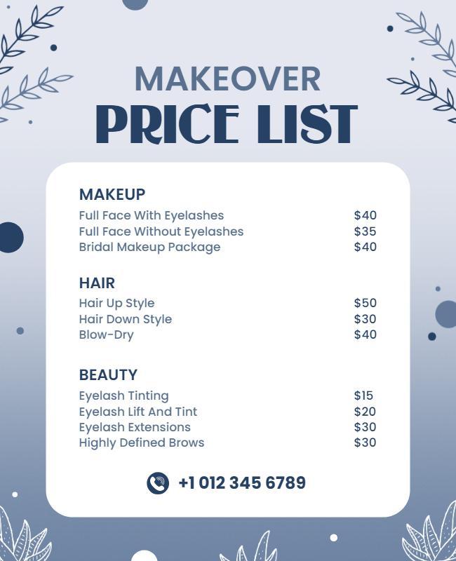 Makeover Beauty Services Price List Flyer Template