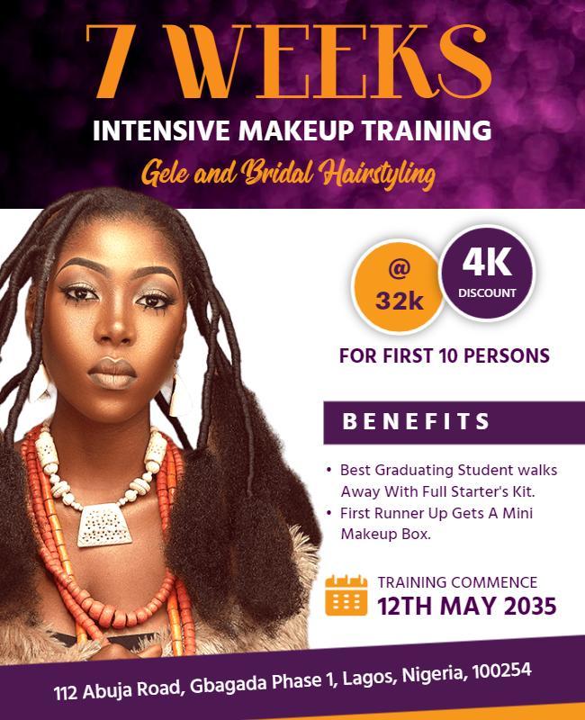 Makeup and Bridal Hairstyling Training Flyer Template