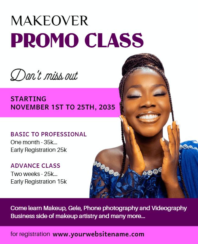 Makeup and Photography Class Promotion Flyer Template