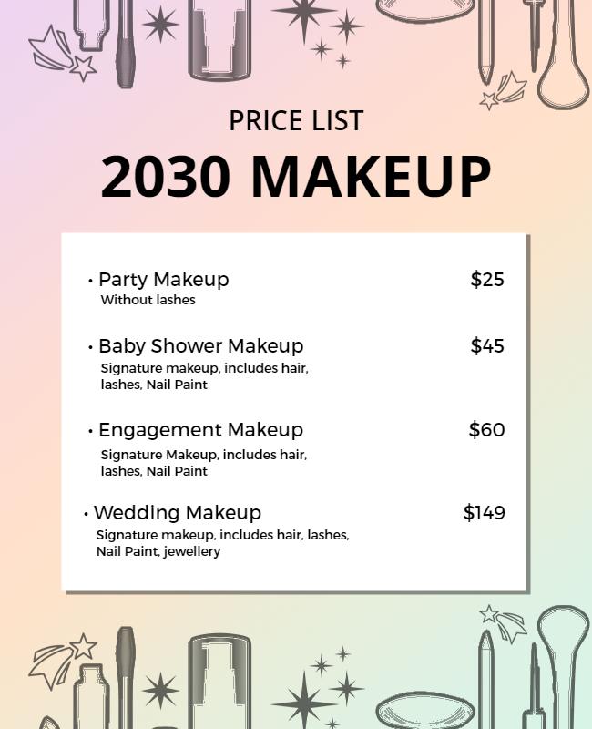 Makeup Services Price List Flyer Template