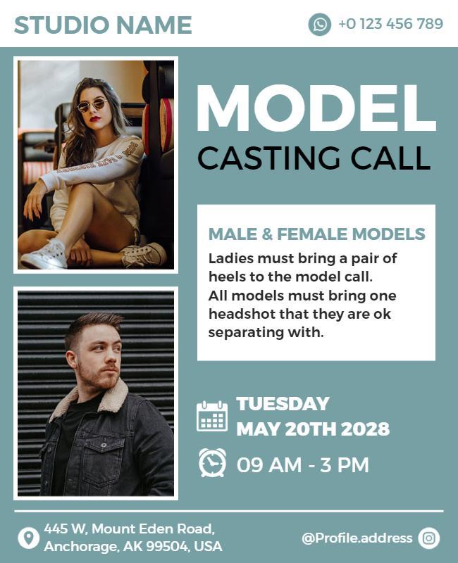 Male and Female Model Casting Call Flyer Template