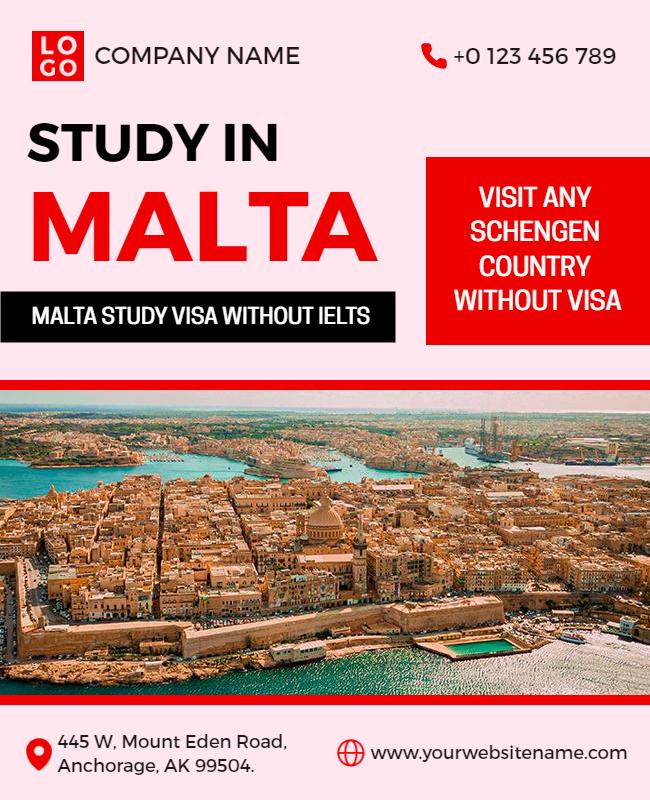 Malta Study Visa Information Flyer Template