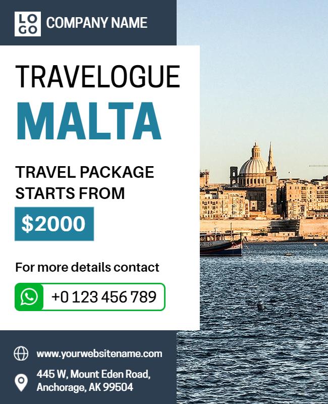 Malta Travel Package Promotional Flyer Template