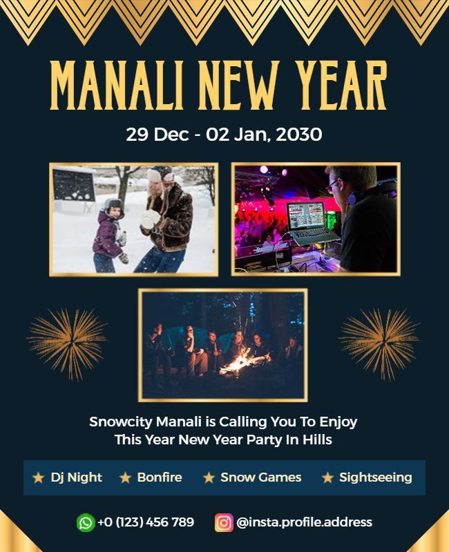 Manali New Year Celebration Event Flyer Template