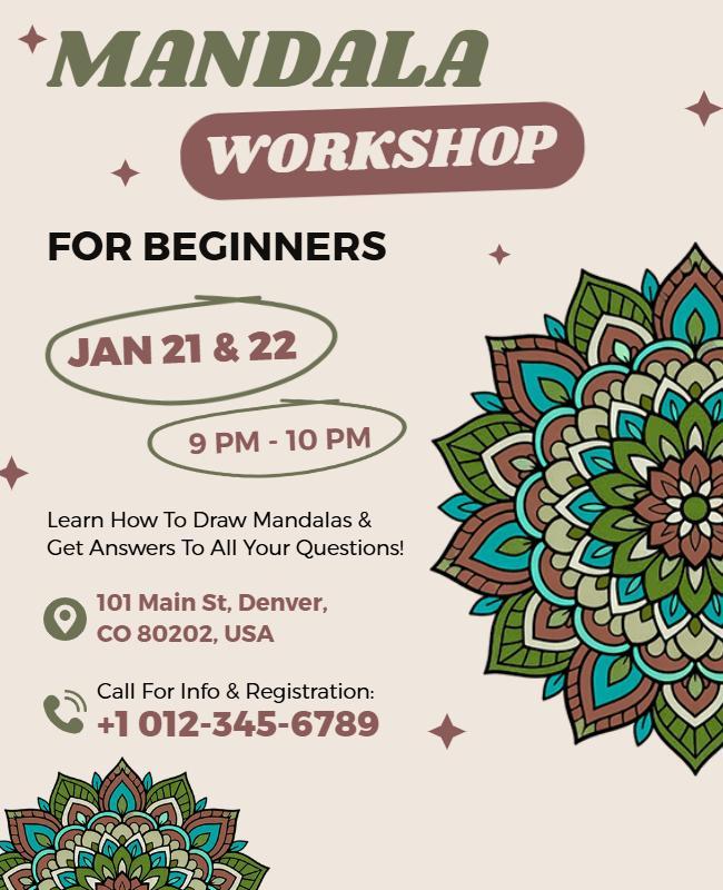 Mandala Art Workshop Flyer Template