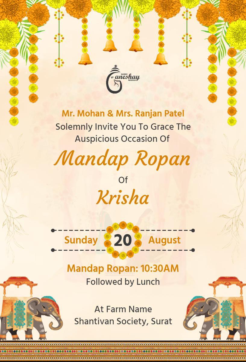 Mandap Ropan Cultural Celebration Ceremony Invitation Template