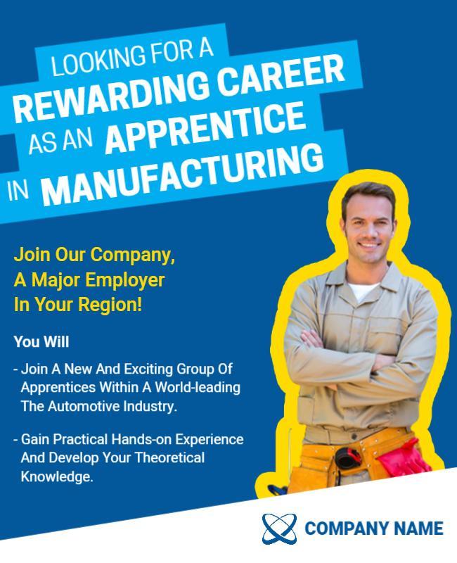 Manufacturing Apprentice Career Opportunity Flyer Template