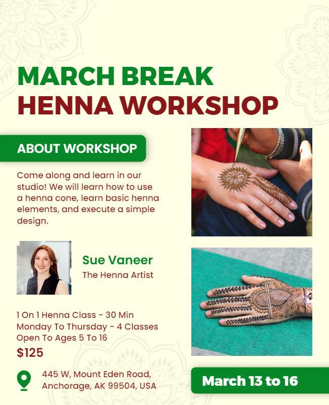 March Break Henna Workshop Event Flyer Template